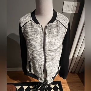 Women’s banana republic tweed baseball jacket.  Full zipper, faux leather trim.